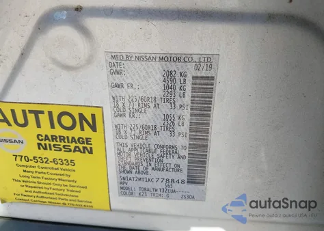 2019 Nissan Rogue S/Sl/Sv from USA, damaged, VIN 5N1AT2MT1KC778848